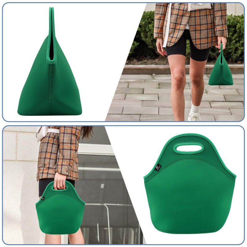 LOVAC Neoprene Lunch Bag, Thick Insulated Lunch Bag - Durable & Waterproof Lunch Tote With Zipper For Outdoor Travel Work (Green) - Image 5